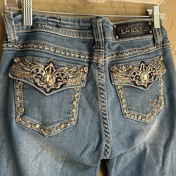 La Idol USA jeans size 7‎ 30/34 jewled and bedazzeled bling y2k - Picture 3 of 6